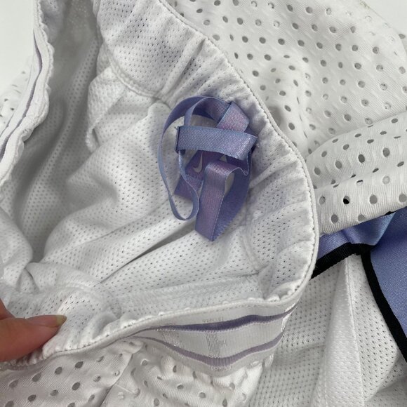 Nike Pleated Mesh White and Purple Shorts Youth Girls Size Small Athletic Sports - Picture 10 of 10